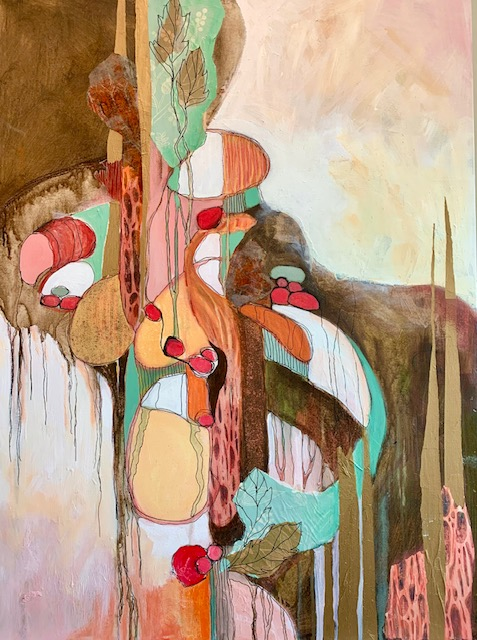 Ham and Eggs -acrylic and collage on canvas - 40"x30" - N/A (not available)