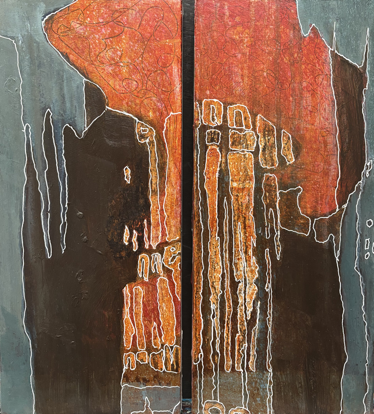 Trees are the Lungs of the Earth" - Acrylic on Cradled Panel - 16.5" x 7.75" ea. (diptych) - $500